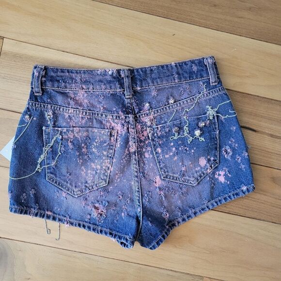 AMEN COUTURE Chain tessle Hot Denim Shorts size 40 4 S - Picture 9 of 9